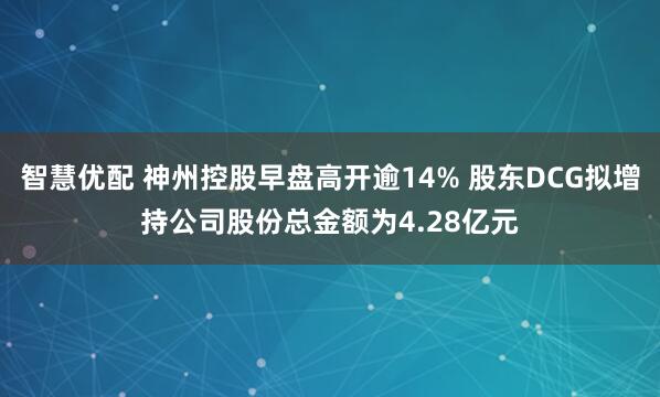 智慧优配 神州控股早盘高开逾14% 股东DCG拟增持公司股份总金额为4.28亿元